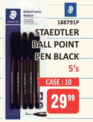 STAEDTLER BALL POINT PEN-BLACK 5's