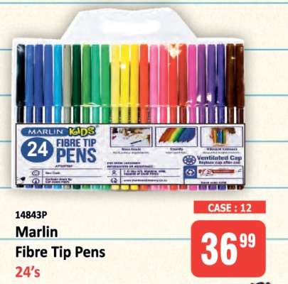 Marlin Fibre Tip Pens 24's