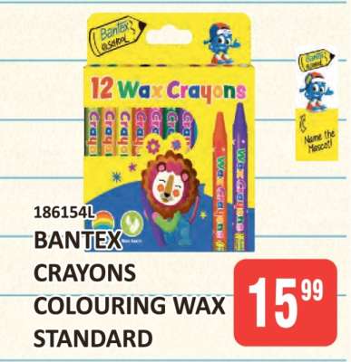 BANTEX CRAYONS COLOURING WAX STANDARD