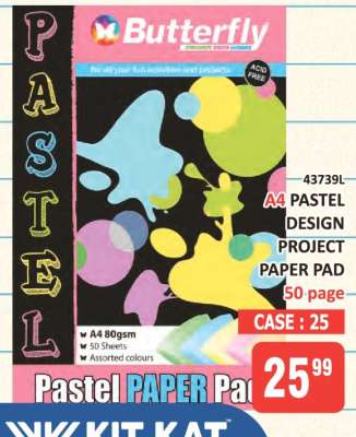 Butterfly A4 Pastel Design Project Paper Pad