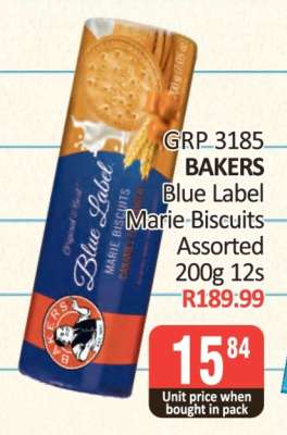 BAKERS Blue Label Marie-Biscuits Assorted 200g 12s