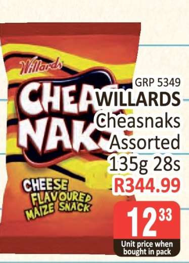 WILLARDS Cheasnaks Assorted 135g 28s