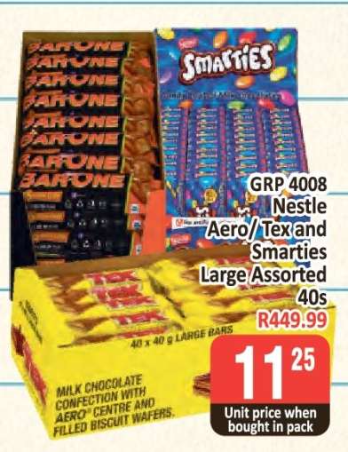 GRP 4008 Nestle Aero/Tex and Smarties Large Assorted 40s