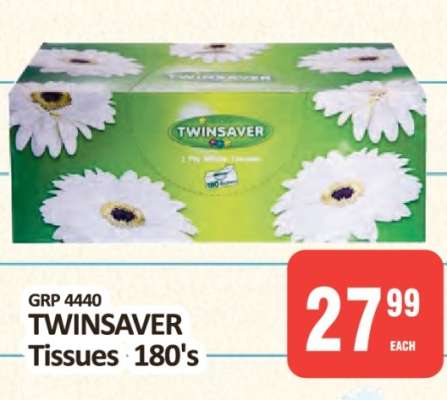 TWINSAVER Tissues 180's