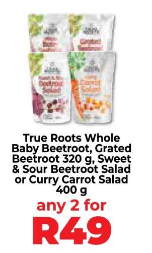 True Roots Whole Baby Beetroot, Grated Beetroot, Sweet & Sour Beetroot Salad, Curry Carrot Salad