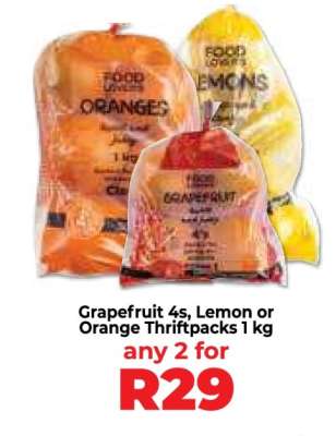 Grapefruit 4s, Lemon or Orange Thriftpacks 1 kg