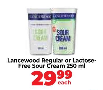 Lancewood Regular or Lactose-Free Sour Cream 250 ml