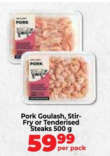 Pork Goulash, Stir-Fry or Tenderised Steaks 500 g