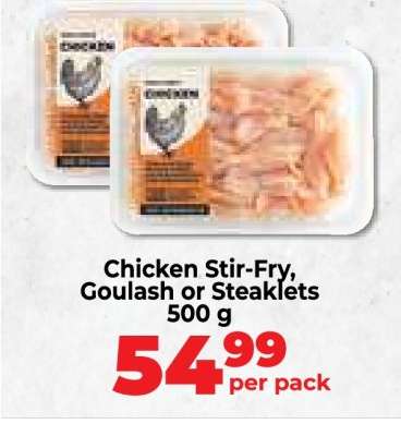 Chicken Stir-Fry, Goulash or Steaklets