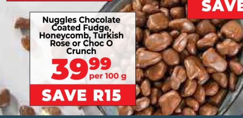 Nuggles Chocolate Coated Fudge, Honeycomb, Turkish Rose or Choc O Crunch
