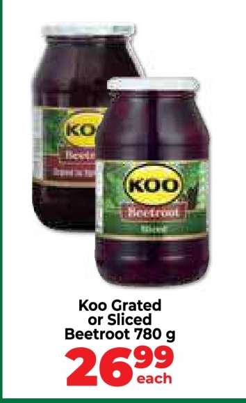 Koo Grated or Sliced Beetroot 780 g