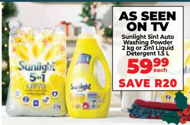 Sunlight 5in1 Auto Washing Powder or 2in1 Liquid Detergent