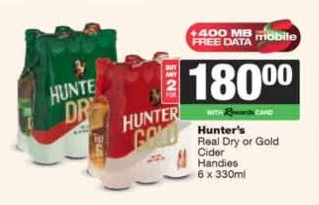 Hunter's Real Dry or Gold Cider Handies