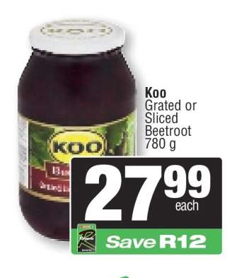 Koo Grated or Sliced Beetroot 780 g