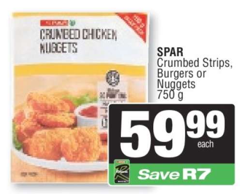 SPAR Crumbed Strips, Burgers or Nuggets 750 g