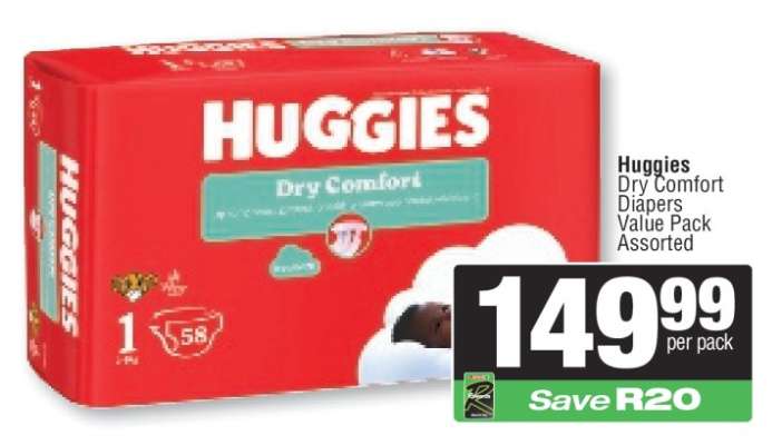 Huggies Dry Comfort Diapers Value Pack Assorted