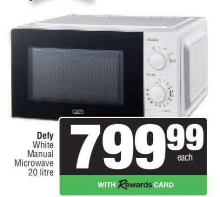 Defy White Manual Microwave 20 litre