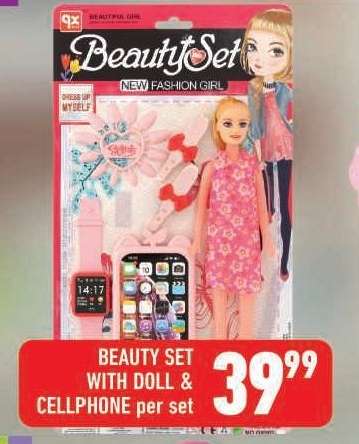BEAUTY SET WITH DOLL & CELLPHONE