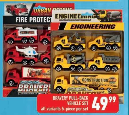 BRAVERY PULL-BACK VEHICLE SET