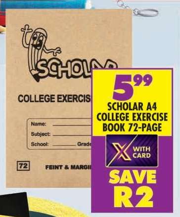 Scholar A4 College Exercise Book - 72-Page