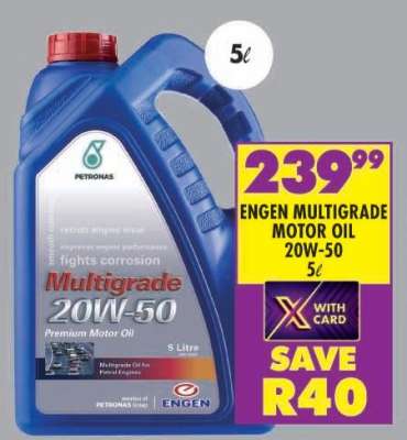 ENGEN MULTIGRADE MOTOR OIL 20W-50 5ℓ
