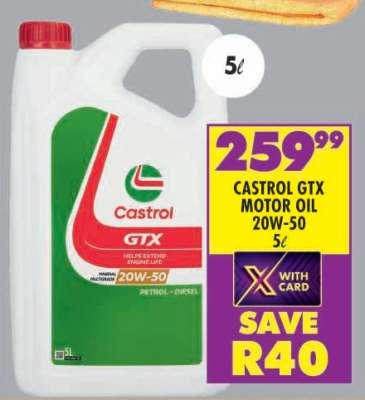 CASTROL GTX MOTOR OIL 20W-50 5ℓ