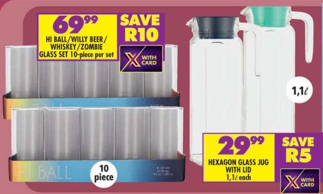 HI BALL/WILLY BEER/WHISKEY/ZOMBIE GLASS SET 10-piece per set