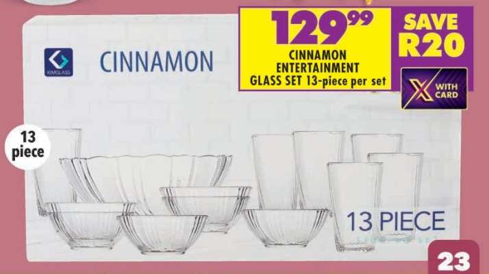 CINNAMON ENTERTAINMENT GLASS SET 13-piece per set