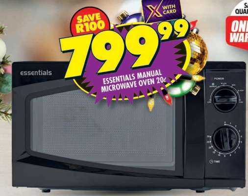 ESSENTIALS MANUAL MICROWAVE OVEN 20L
