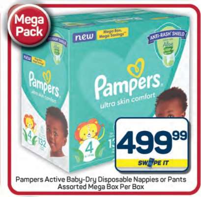 Pampers Active Baby-Dry Disposable Nappies or Pants