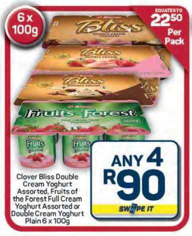 Clover Bliss Double Cream Yoghurt Assorted, Fruits of the Forest Full Cream Yoghurt