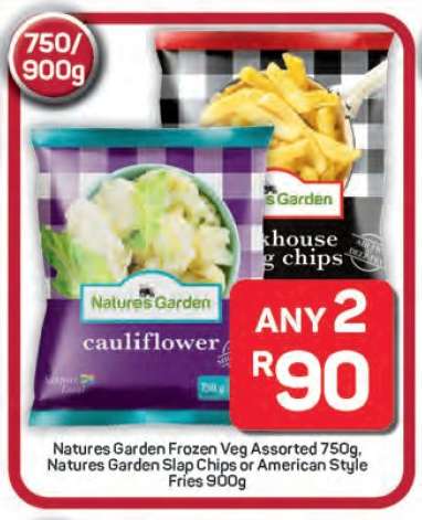 Natures Garden Frozen Veg, Slap Chips, or American Style Fries