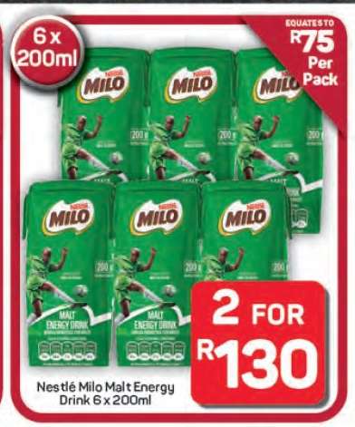 Nestlé Milo Malt Energy Drink 6 x 200ml