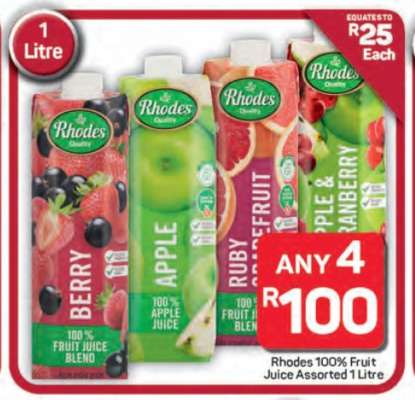 Rhodes 100% Fruit Juice Assorted