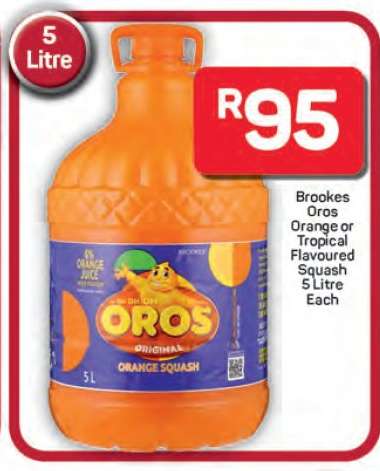Brookes Oros Orange or Tropical Flavoured Squash