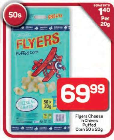 Flyers Cheese 'n Chives Puffed Corn 50 x 20g