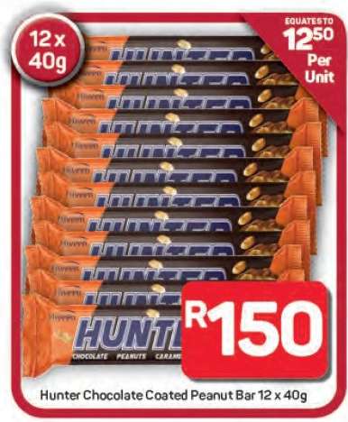 Hunter Chocolate Coated Peanut Bar 12 x 40g
