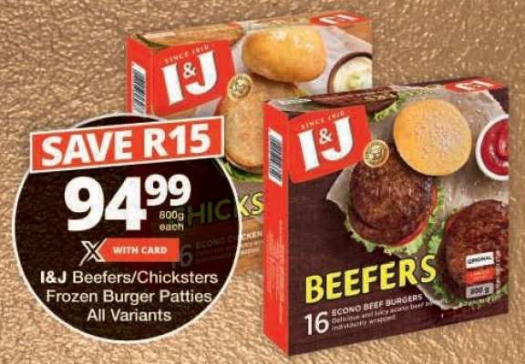 I&J Beefers/Chicksters Frozen Burger Patties