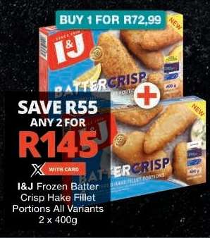 I&J Frozen Batter Crisp Hake Fillet Portions