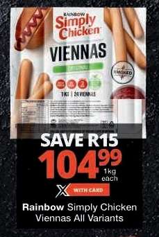 Rainbow Simply Chicken Viennas