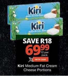 Kiri Medium Fat Cream Cheese Portions