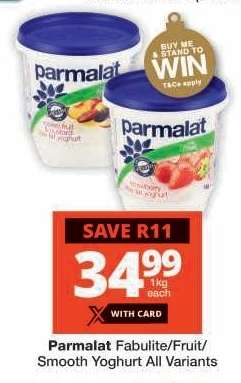 Parmalat Fabulite/Fruit/Smooth Yoghurt All Variants