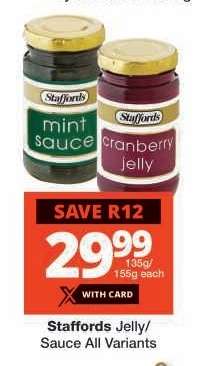 Staffords Jelly Sauce All Variants