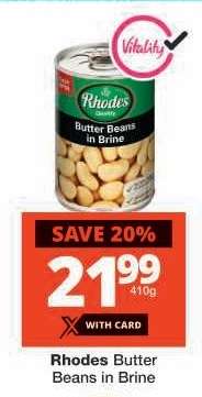 RHODES Butter Beans in Brine