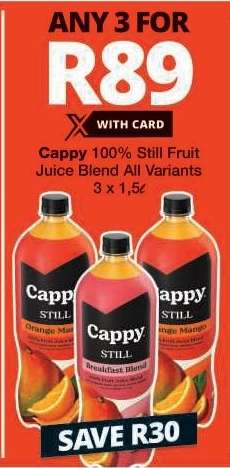 Cappy 100% Still Fruit Juice Blend