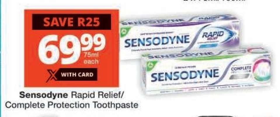 Sensodyne Rapid Relief/Complete Protection Toothpaste