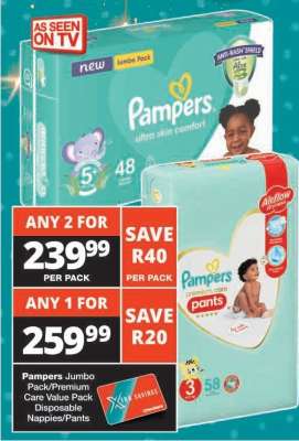 Pampers Jumbo Pack/Premium Care Value Pack Disposable Nappies/Pants