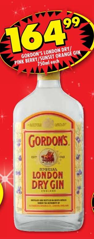 GORDON'S LONDON DRY/PINK BERRY/SUNSET ORANGE GIN
