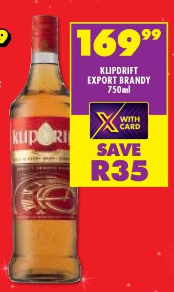 KLIPDRIFT EXPORT BRANDY 750ml
