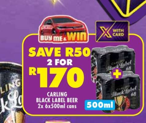 CARLING BLACK LABEL BEER 2x 6x500ml cans